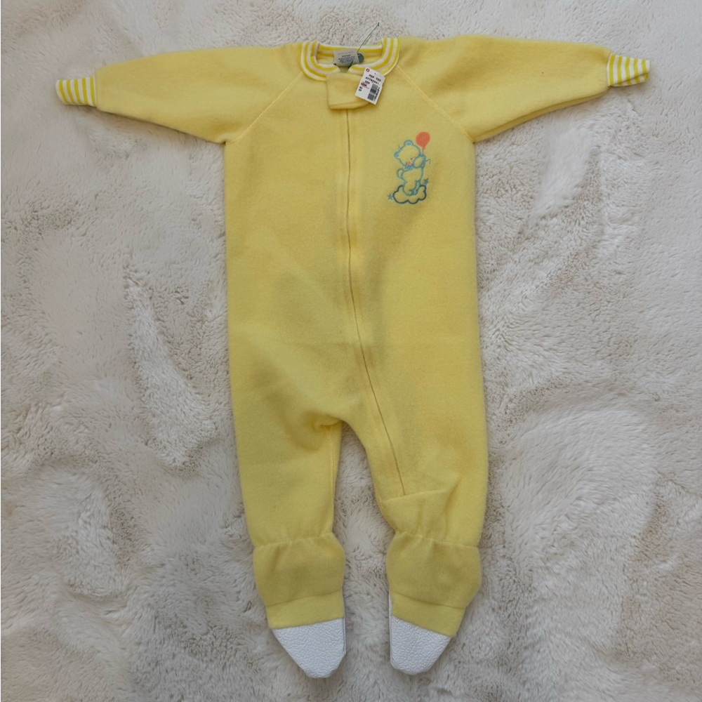NWT Vintage Bondles Yellow Fleece Footed Sleeper 2–3Y Teddy Bear Pajamas